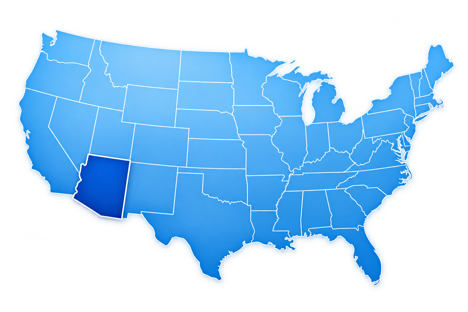 Arizona Highlighted on Blue US Map